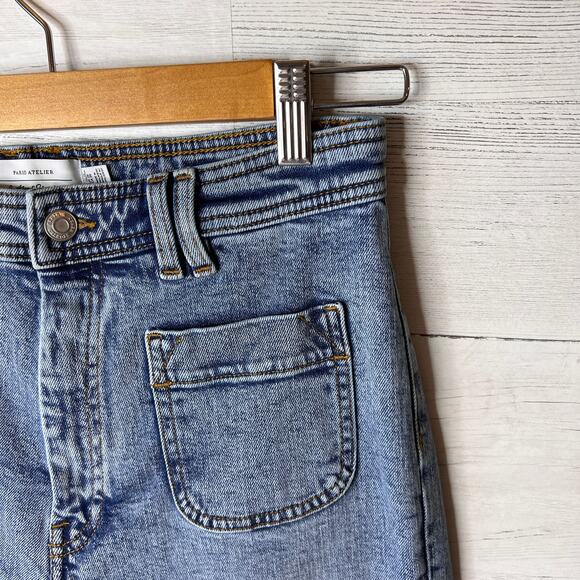 Paris Atelier & Other Stories Jeans Womens Size 29 Patch Pockets Wide Leg - Picture 8 of 16